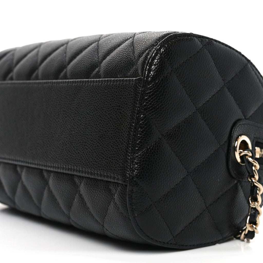 Chanel Caviar Quilted Barrel Clutch With Chain Black