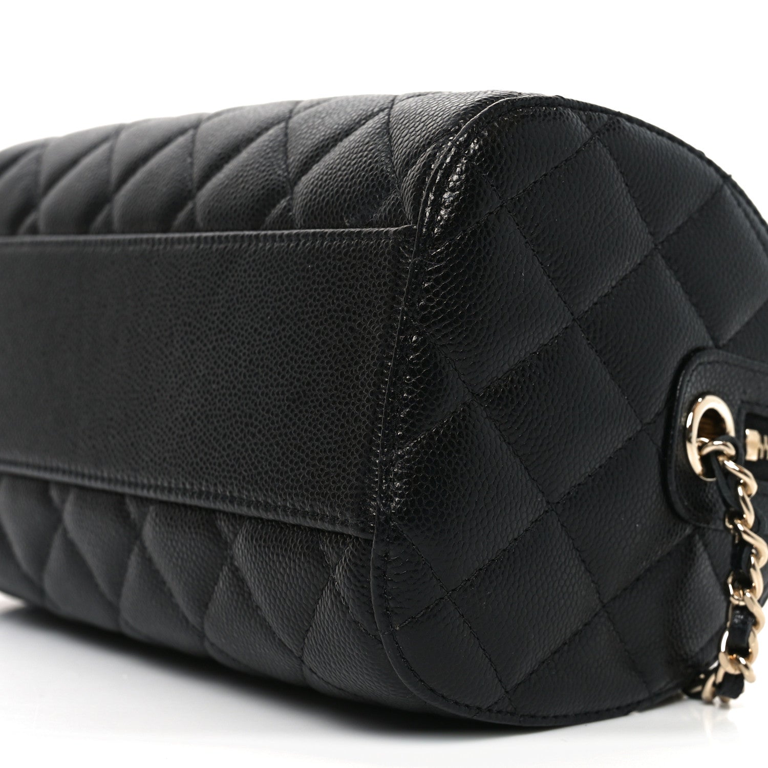 Chanel Caviar Quilted Barrel Clutch With Chain Black