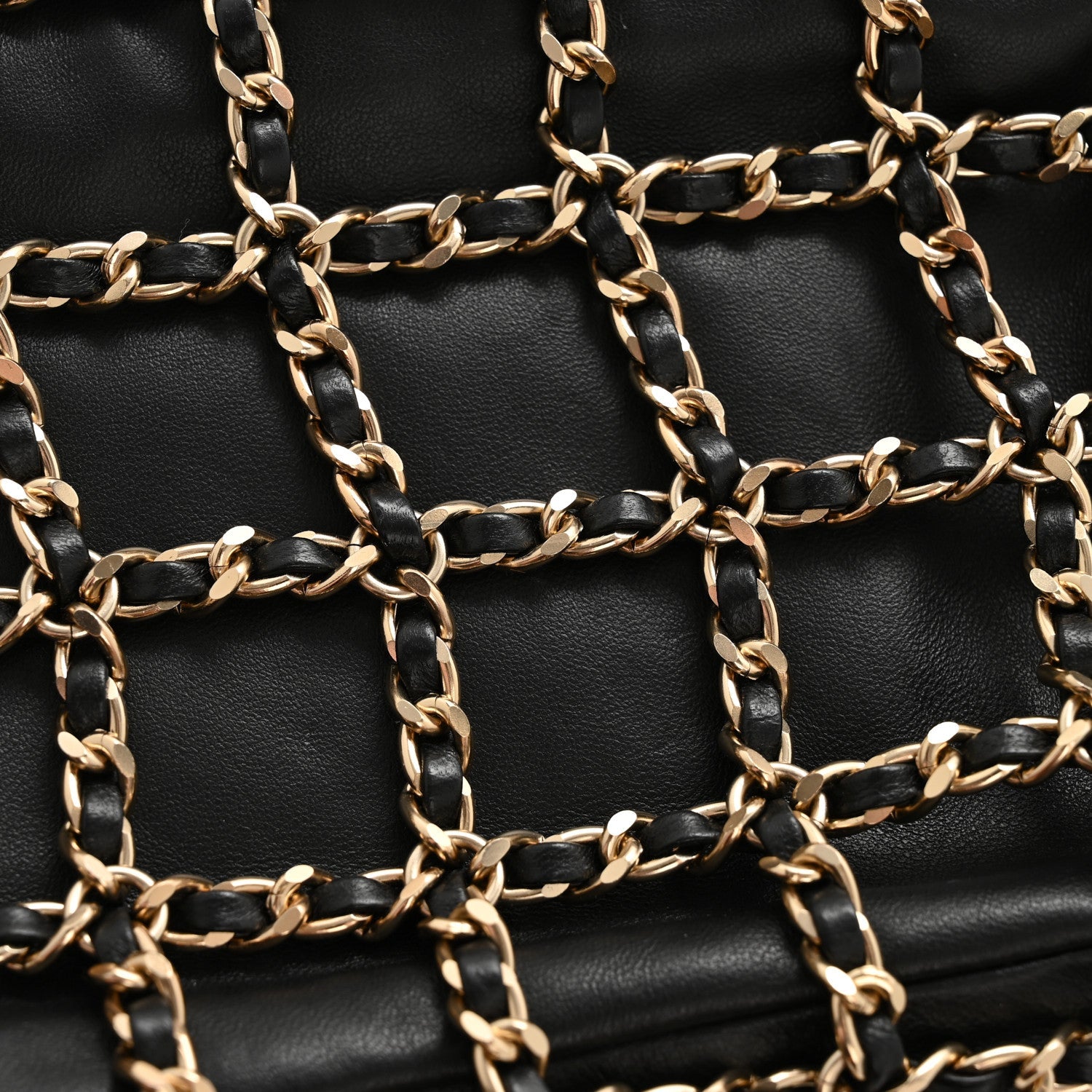 Chanel Lambskin Chain Frame Shoulder Bag Black