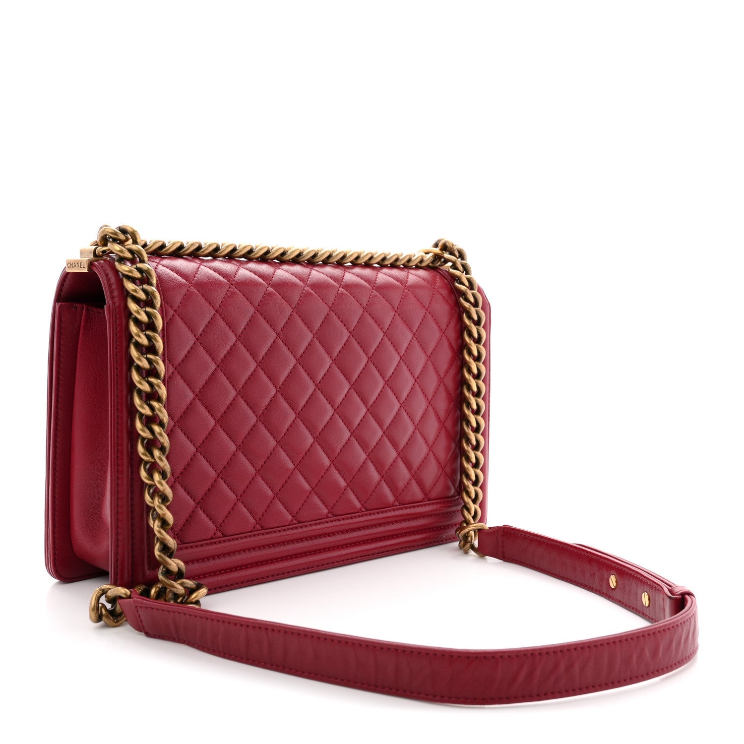 Chanel Lambskin Quilted New Medium Boy Flap Dark Red