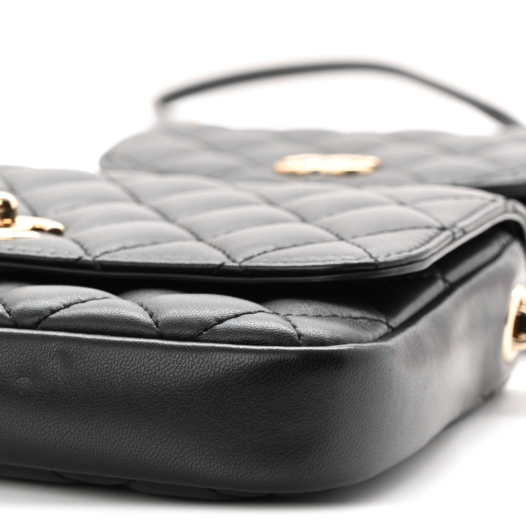 Chanel Lambskin Quilted Side Packs Black