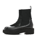 Crumpled Calfskin Patent Cap Toe Short Boots 39.5 Black