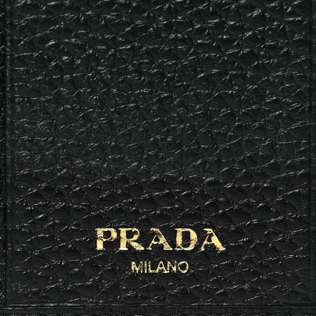Prada Vitello Grain Move 6 Key Holder Black