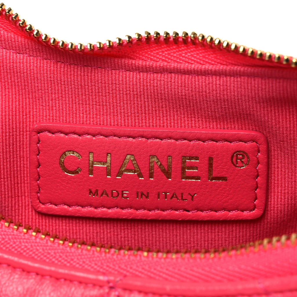 Chanel Lambskin Quilted Chain Around Hobo Pink