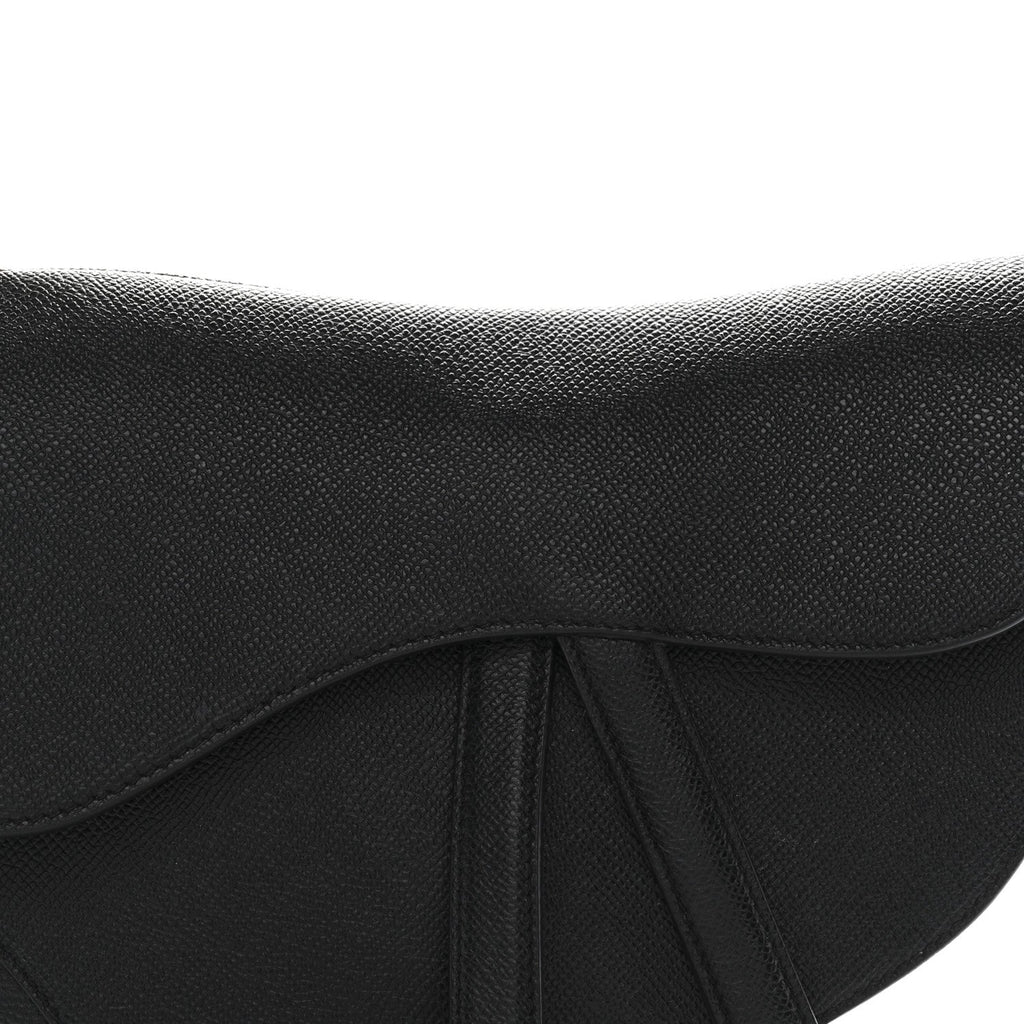 Christian Dior Grained Calfskin Saddle Bag Black
