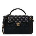 Chanel Caviar Calfskin Quilted Small Top Handle Flap Black