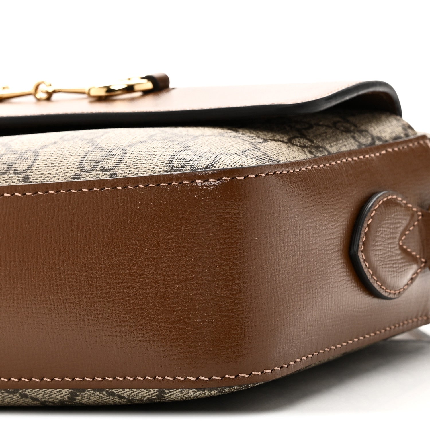 Gucci GG Supreme Monogram Small Horsebit 1955 Shoulder Bag Beige Brown Sugar