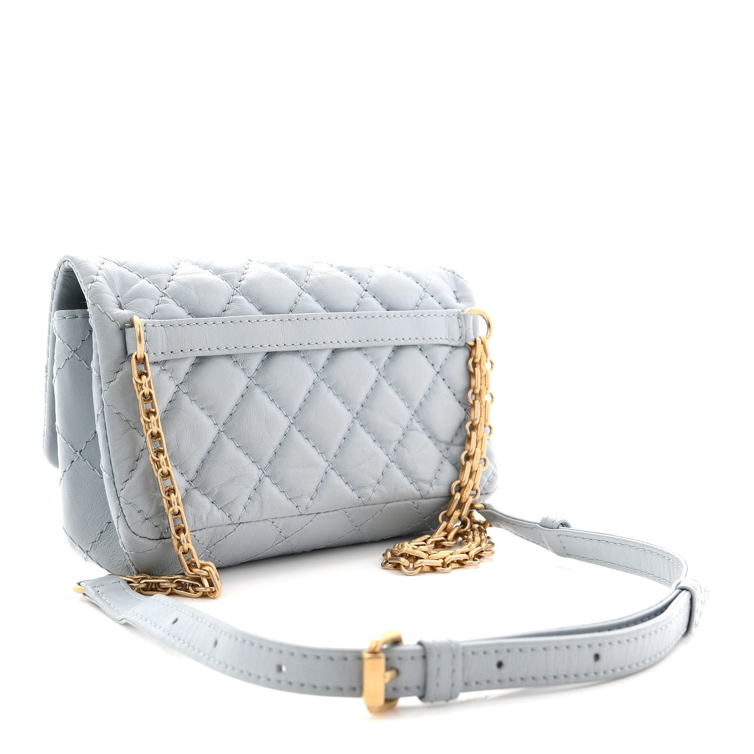 Chanel Aged Calfskin Quilted 2.55 Reissue Chain Waist Bag Light Blue