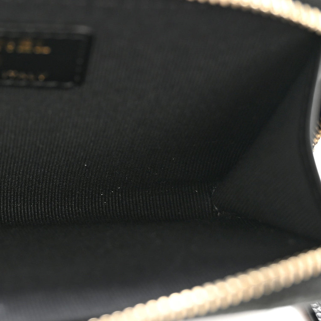 Caviar Quilted CC Zip Around Card Holder Black