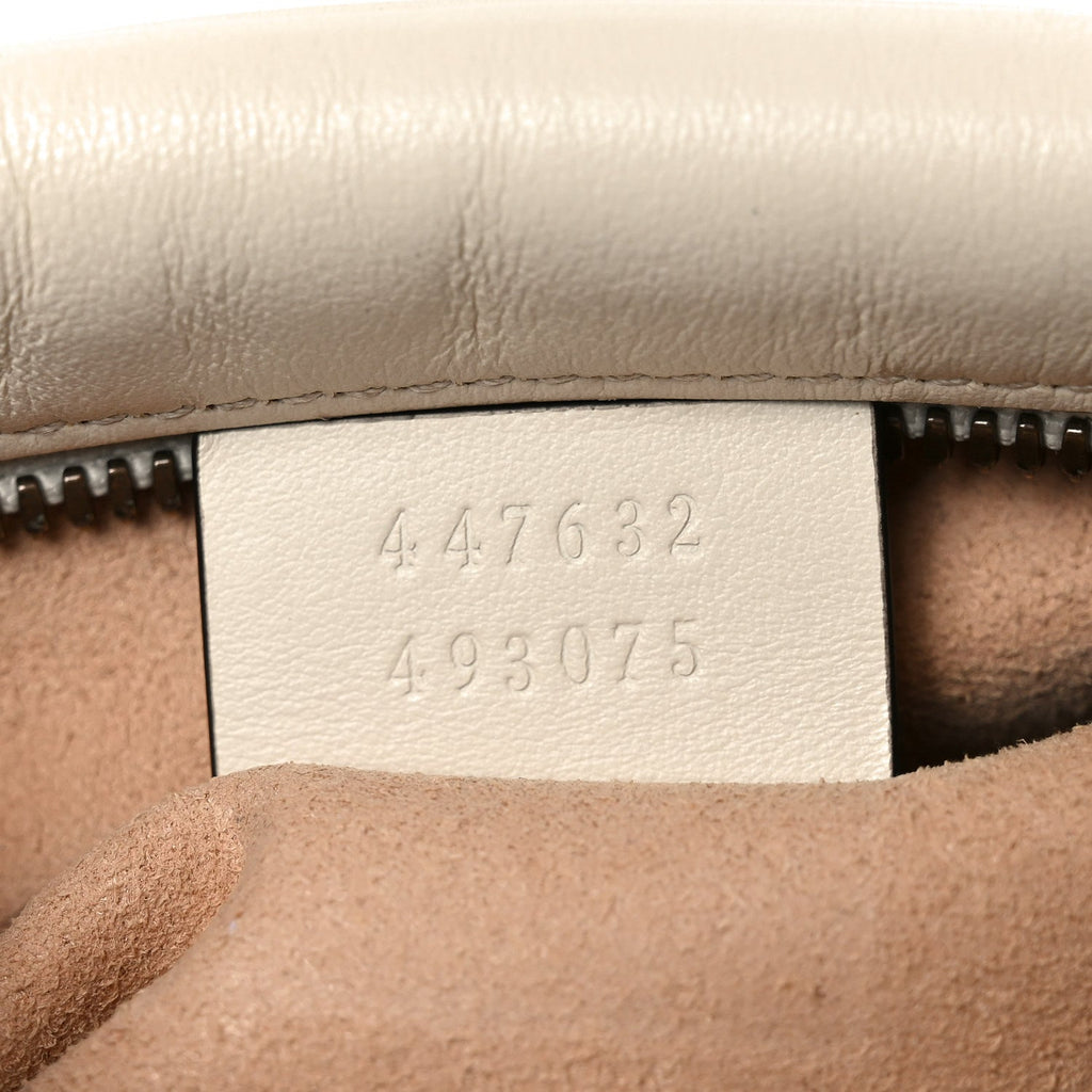 Gucci Calfskin Matelasse Small GG Marmont Chain Shoulder Bag White