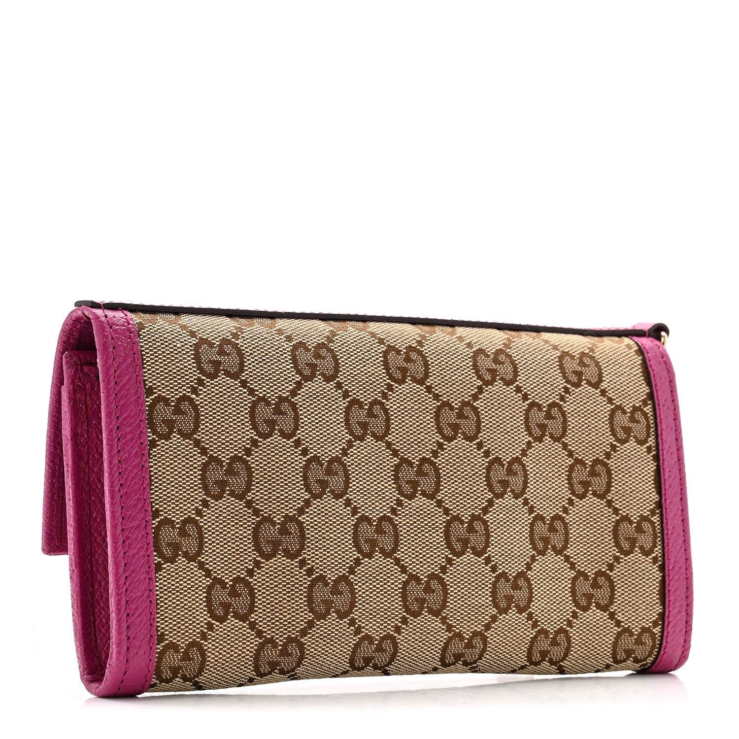 Gucci Calfskin GG Monogram Continental Wallet Beige Fuchsia