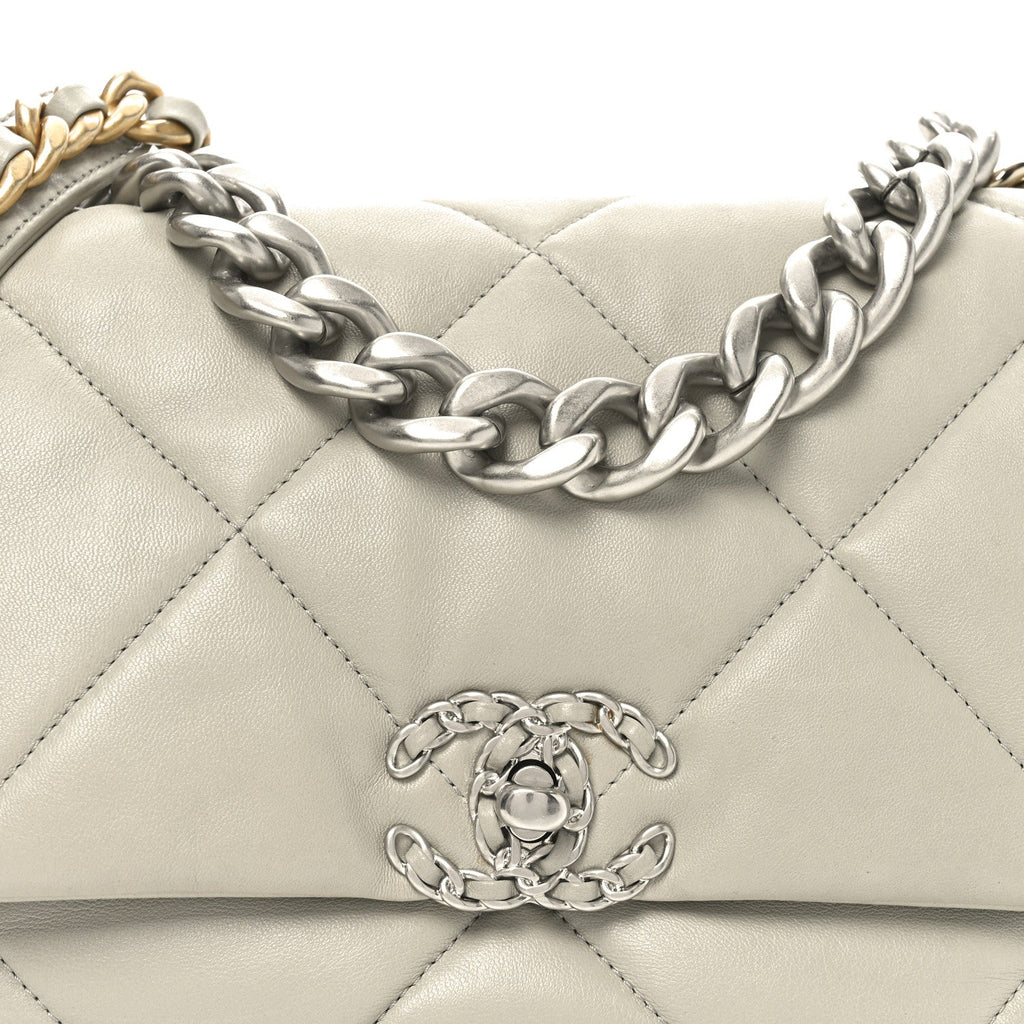 Chanel Lambskin Quilted Large Chanel 19 Flap Grey