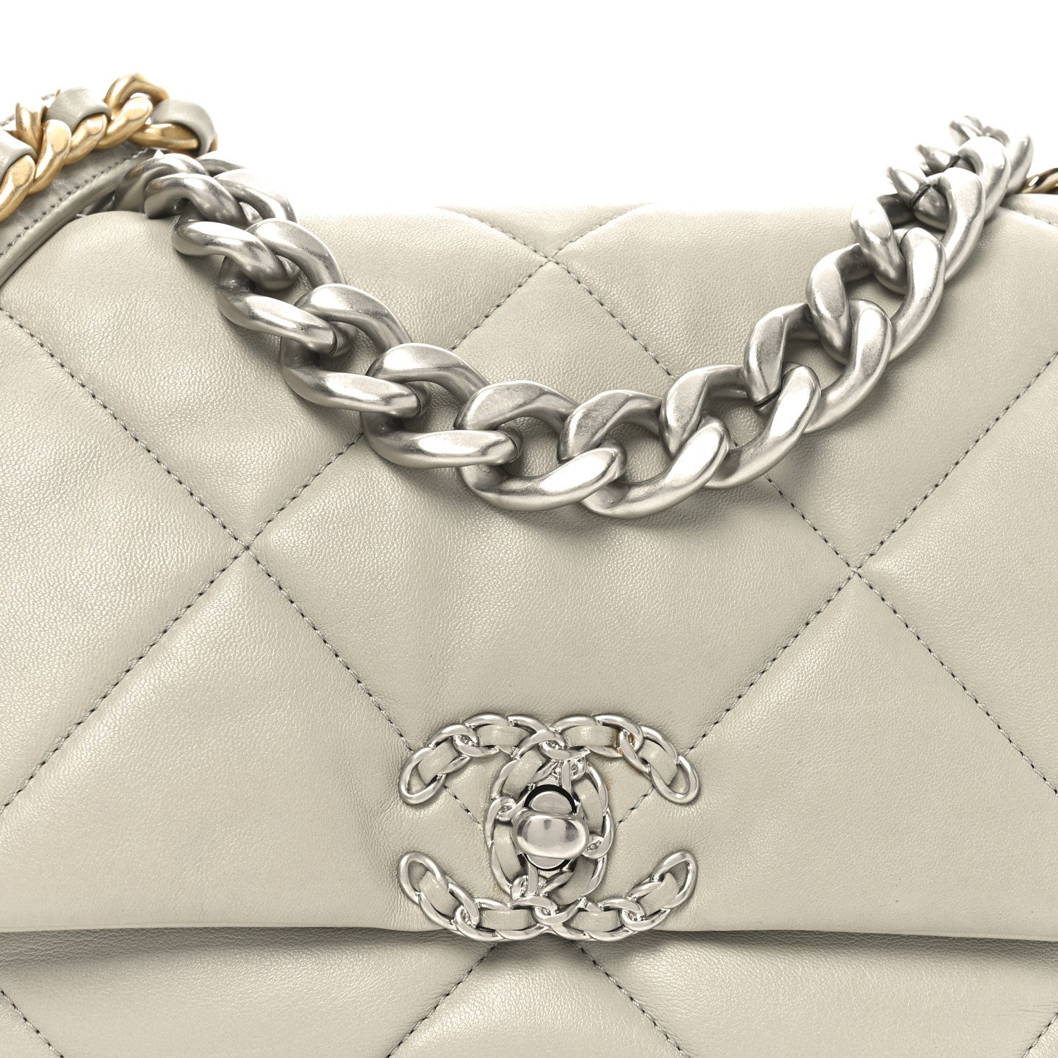 Chanel Lambskin Quilted Large Chanel 19 Flap Grey