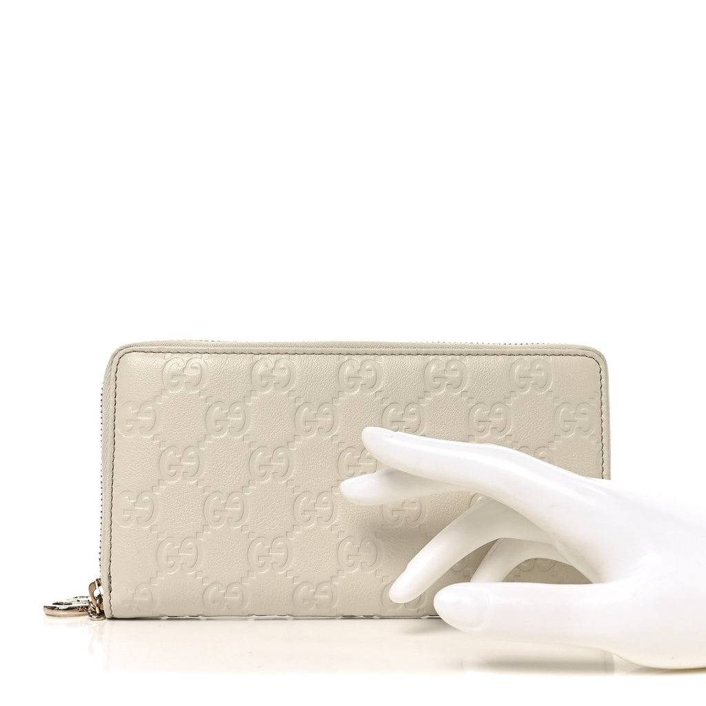 Gucci Guccissima GG Pierce Zip Around Wallet White