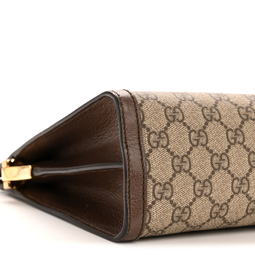 Gucci GG Supreme Monogram Web Medium Ophidia Chain Shoulder Bag Brown