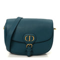 Christian Dior Grained Calfskin Medium Bobby Flap Steel Blue