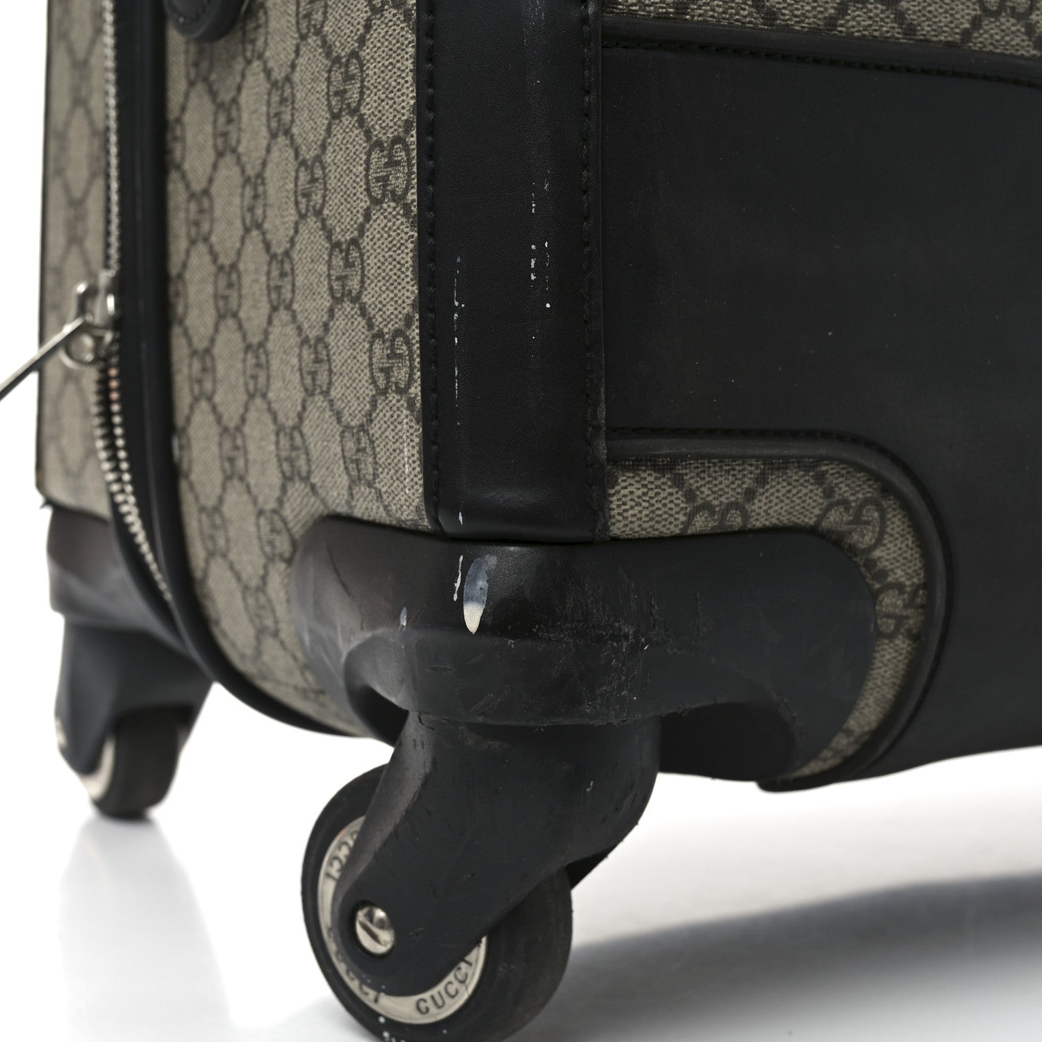 Gucci GG Supreme Monogram Four Wheel Suitcase Black
