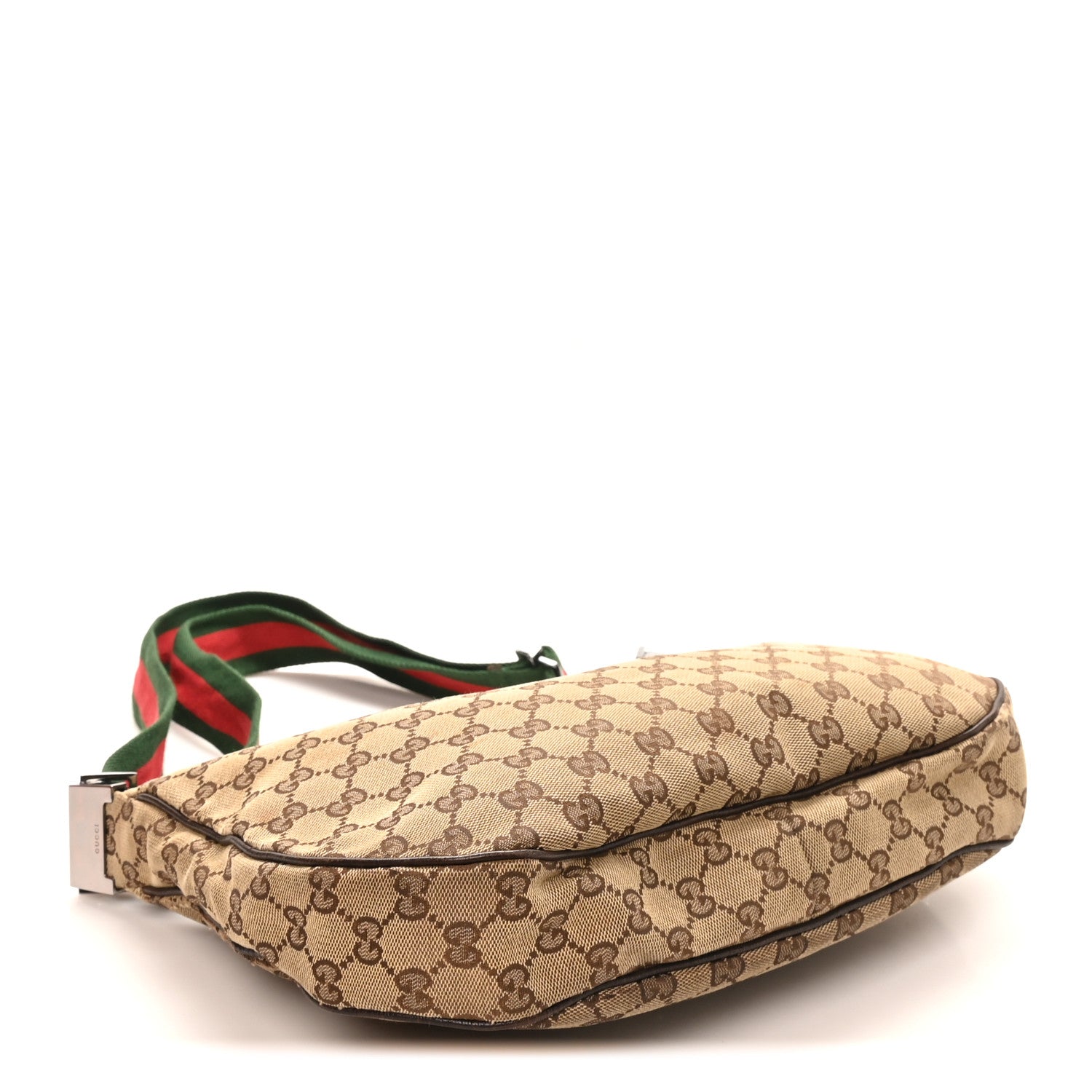 Gucci Monogram Web Medium Half Moon Hobo Dark Brown