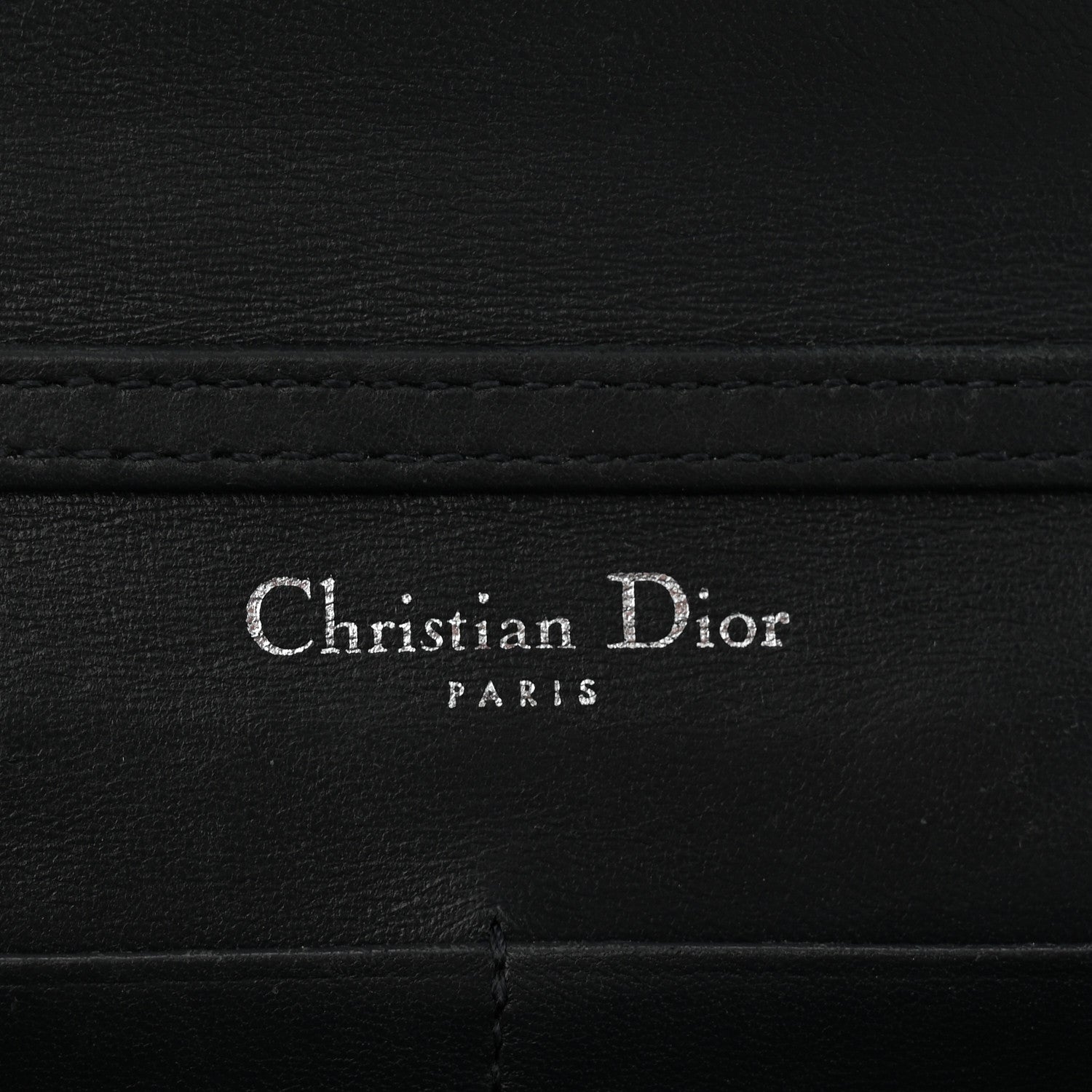 Christian Dior Metallic Patent Micro-Cannage Diorama Wallet on Chain Pouch Silver