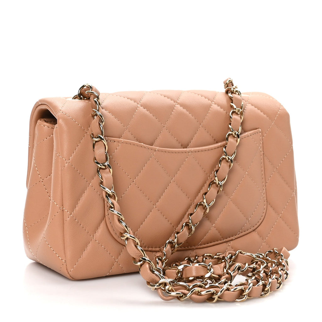Chanel Lambskin Quilted Mini Rectangular Flap Brown