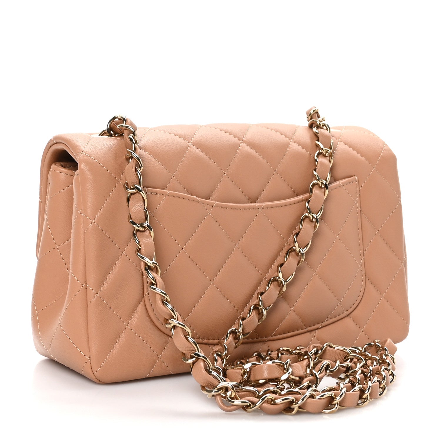 Chanel Lambskin Quilted Mini Rectangular Flap Brown