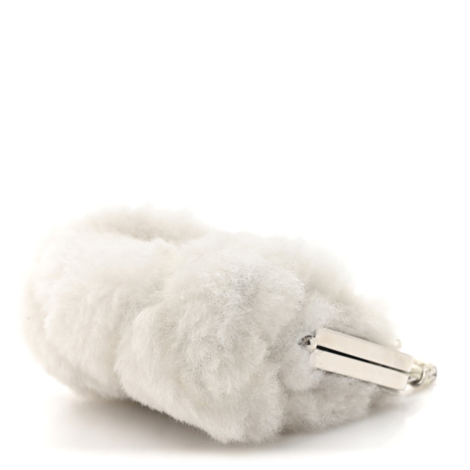 Chanel Shearling Sheepskin Lambskin Quilted Clutch With Chain White