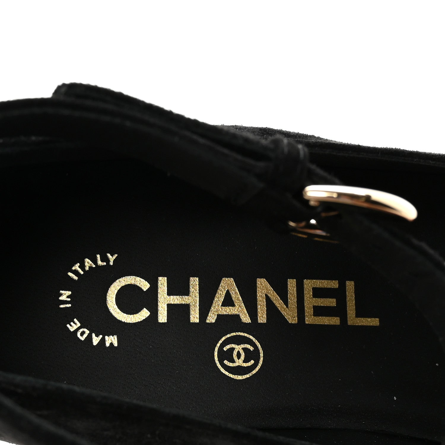 Chanel Suede Patent Cap Toe CC Mary Jane Flats 37 Black
