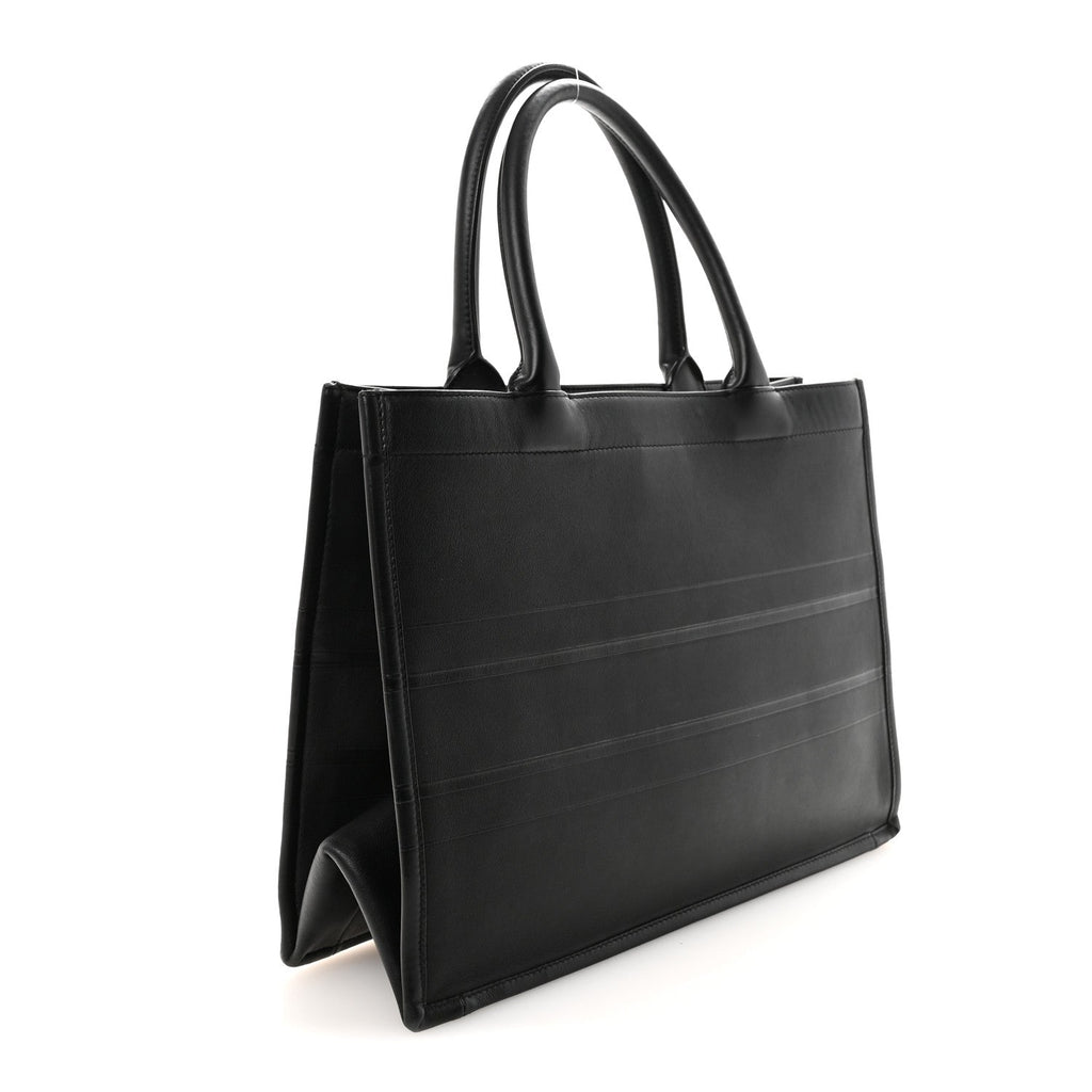 Christian Dior Calfskin Embossed Medium Book Tote Black