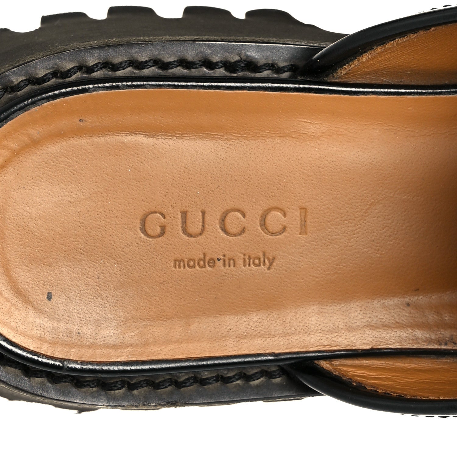 Gucci Magnum Calfskin Womens Horsebit Platform Mules 35.5 Black