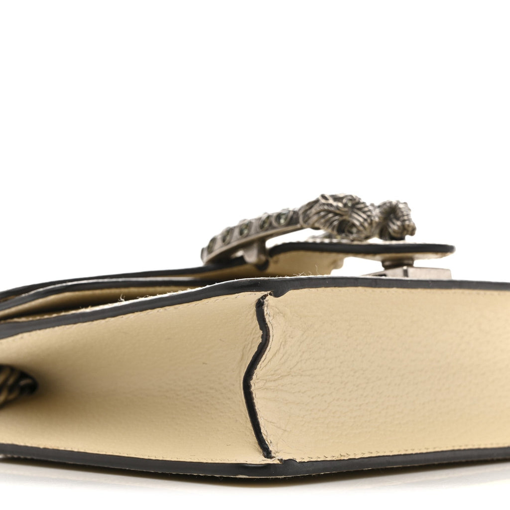 Gucci Textured Calfskin Crystal Mini Dionysus Shoulder Bag Mystic White