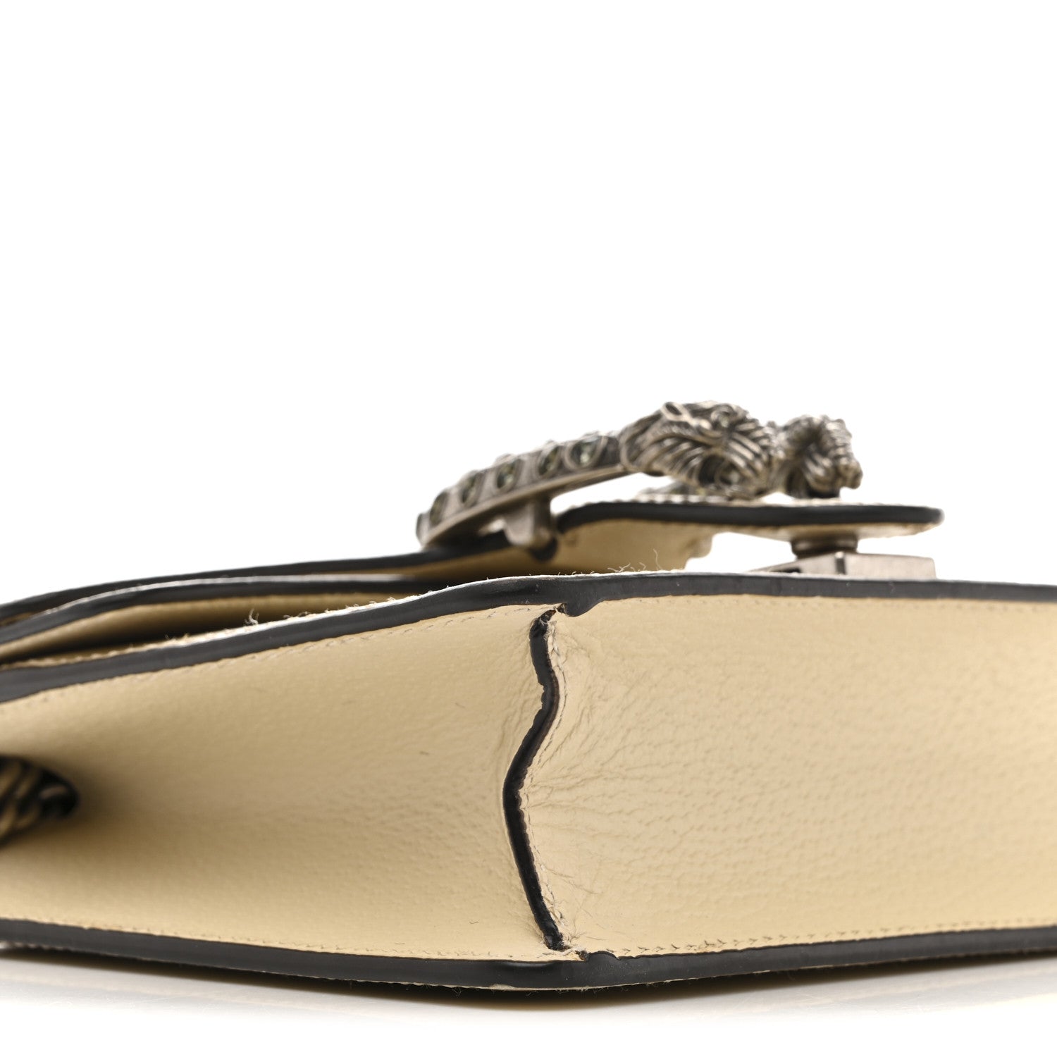 Gucci Textured Calfskin Crystal Mini Dionysus Shoulder Bag Mystic White