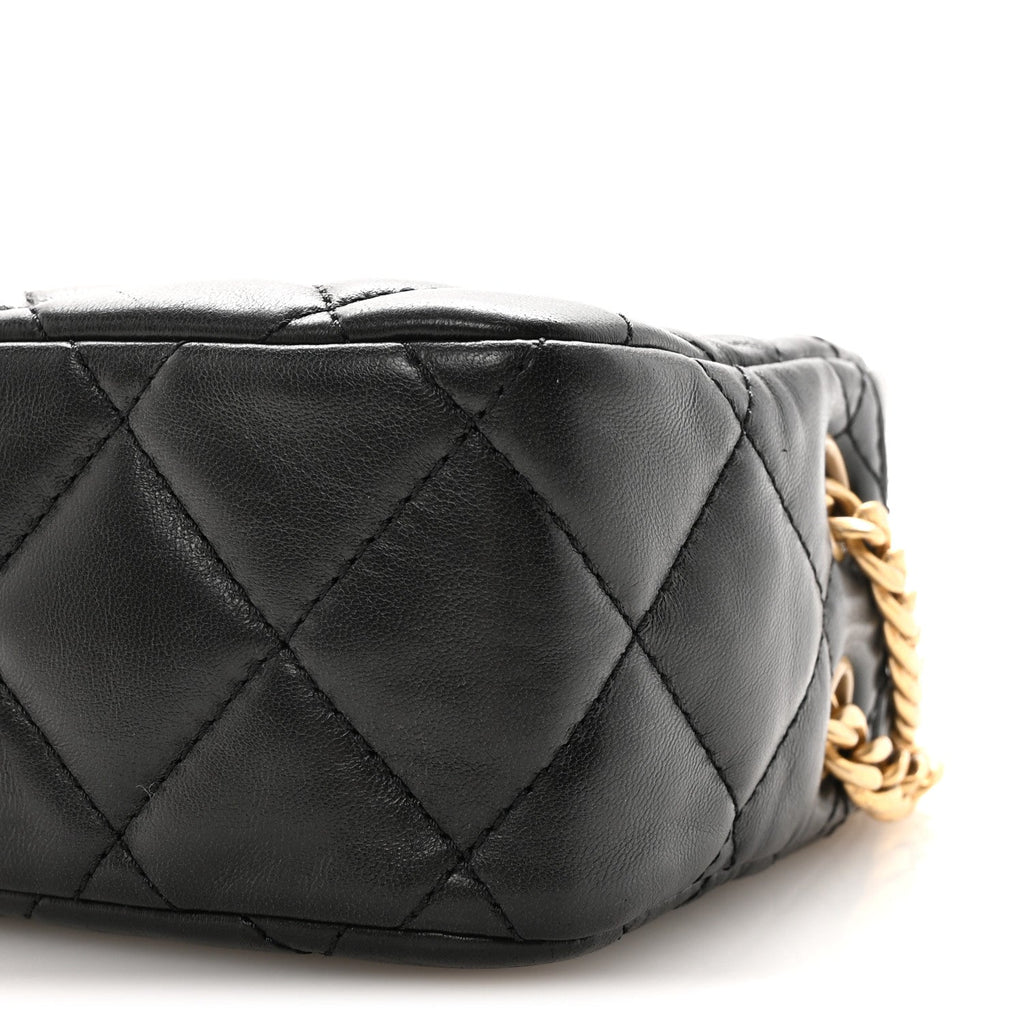 Chanel Lambskin Quilted Mini Pillow Crush Camera Case Black