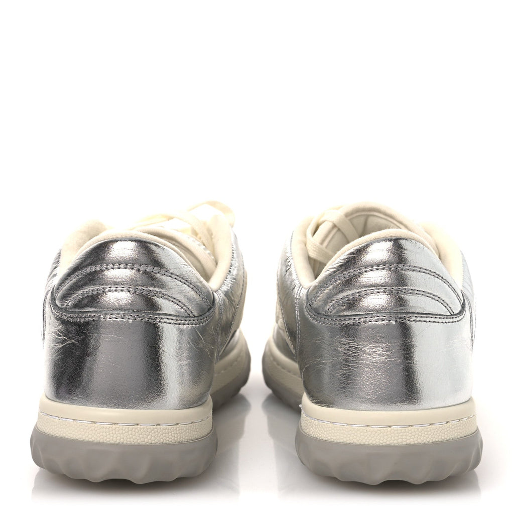 Gucci Ginza Calfskin MAC80 Womens Sneakers 38.5 Silver Off White