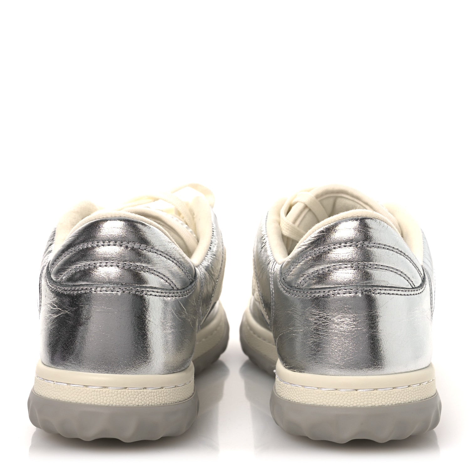 Gucci Ginza Calfskin MAC80 Womens Sneakers 38.5 Silver Off White