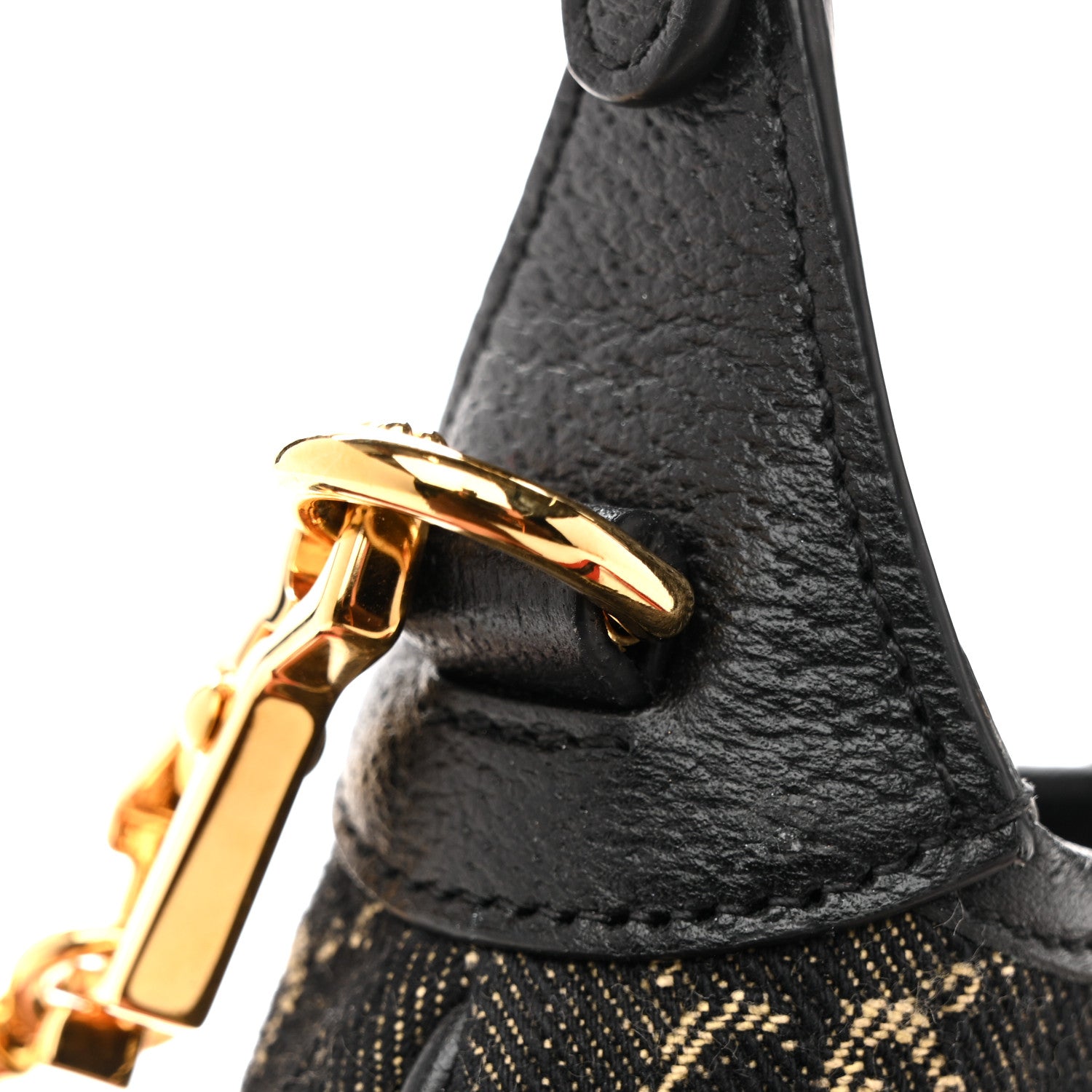 Gucci Jacquard Black Denim GG Monogram Textured Dollar Calfskin Mini Jackie 1961 Hobo Black Ivory