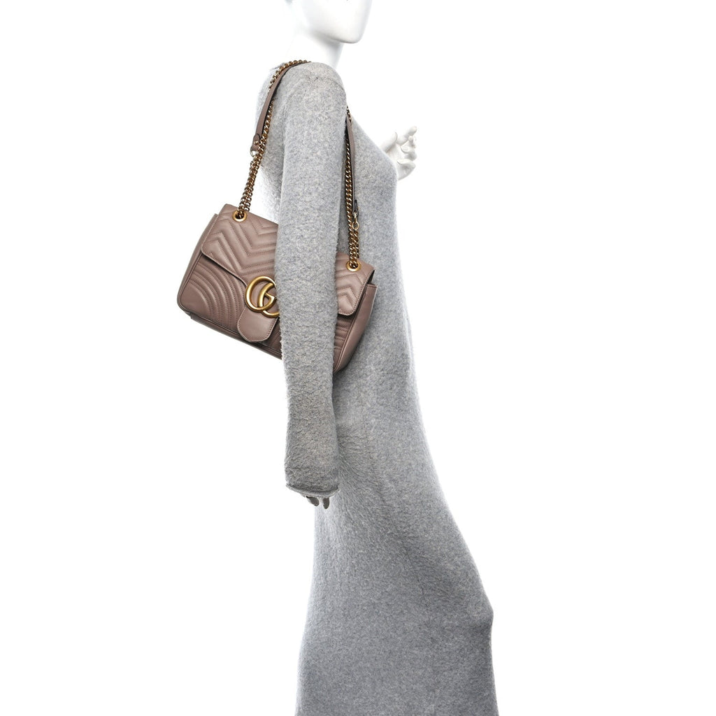 Gucci Calfskin Matelasse Medium GG Marmont Shoulder Bag Porcelain Rose