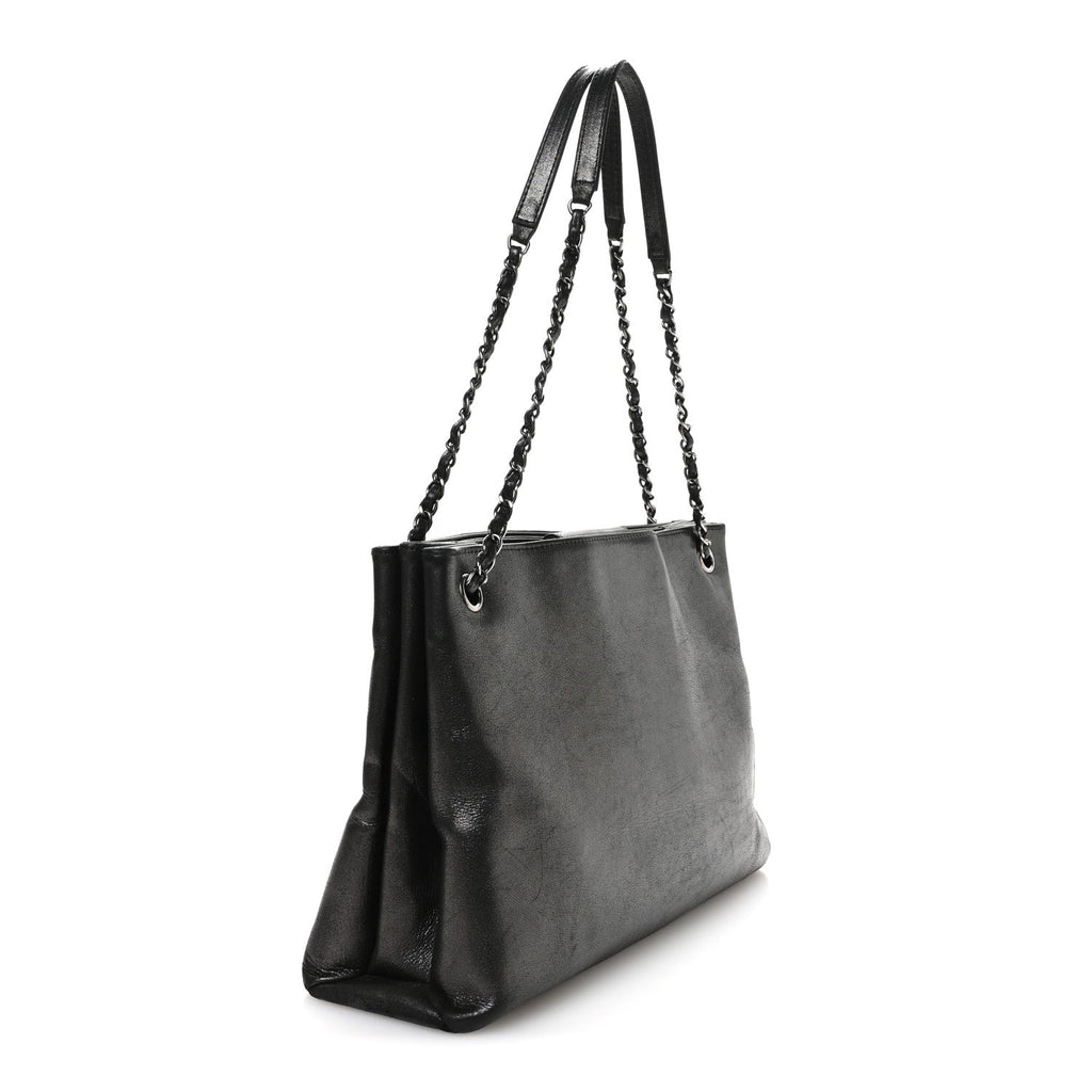 Chanel Iridescent Calfskin CC East West Shopping Tote Black