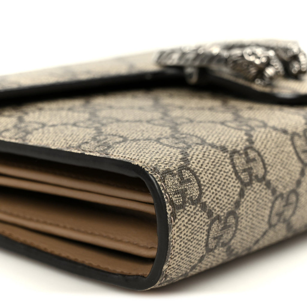Gucci GG Supreme Monogram Mini Dionysus Chain Wallet Beige Taupe