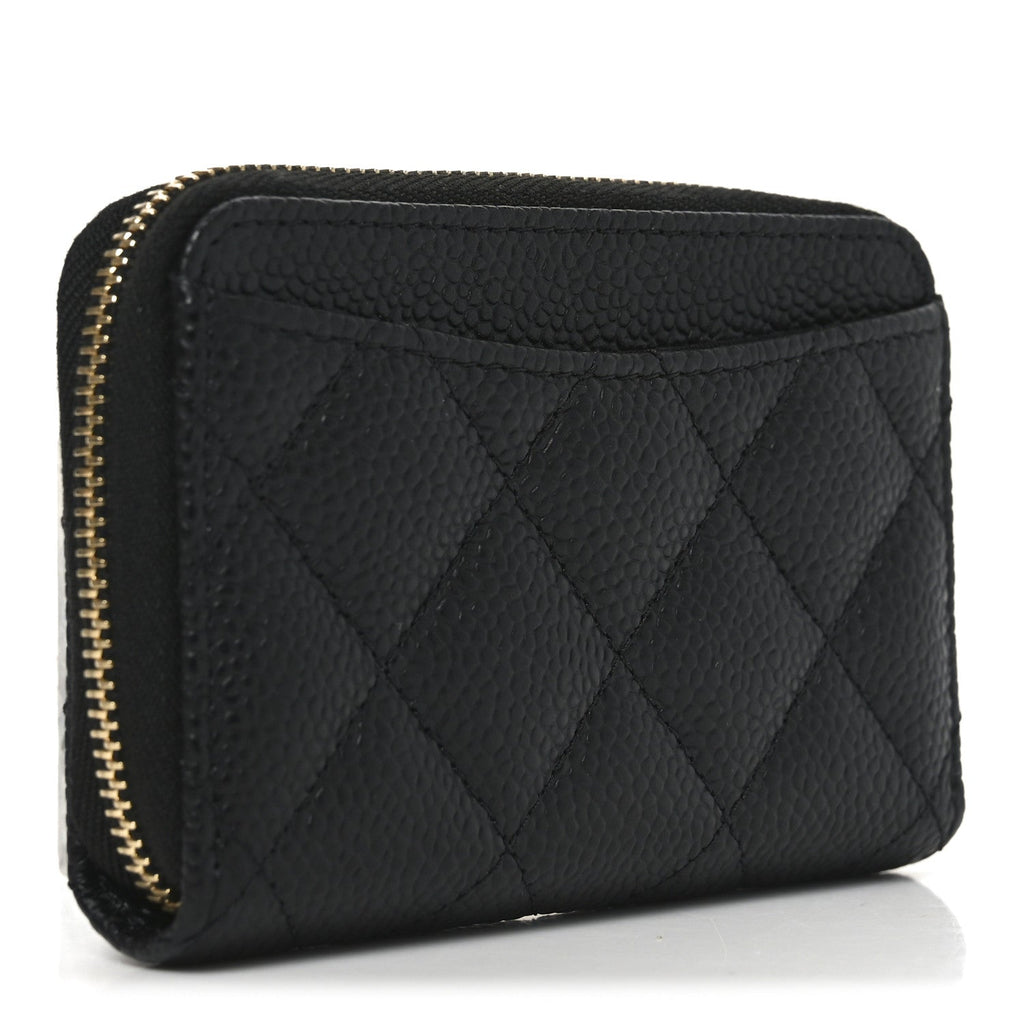 Caviar Quilted Zip Coin Purse Black