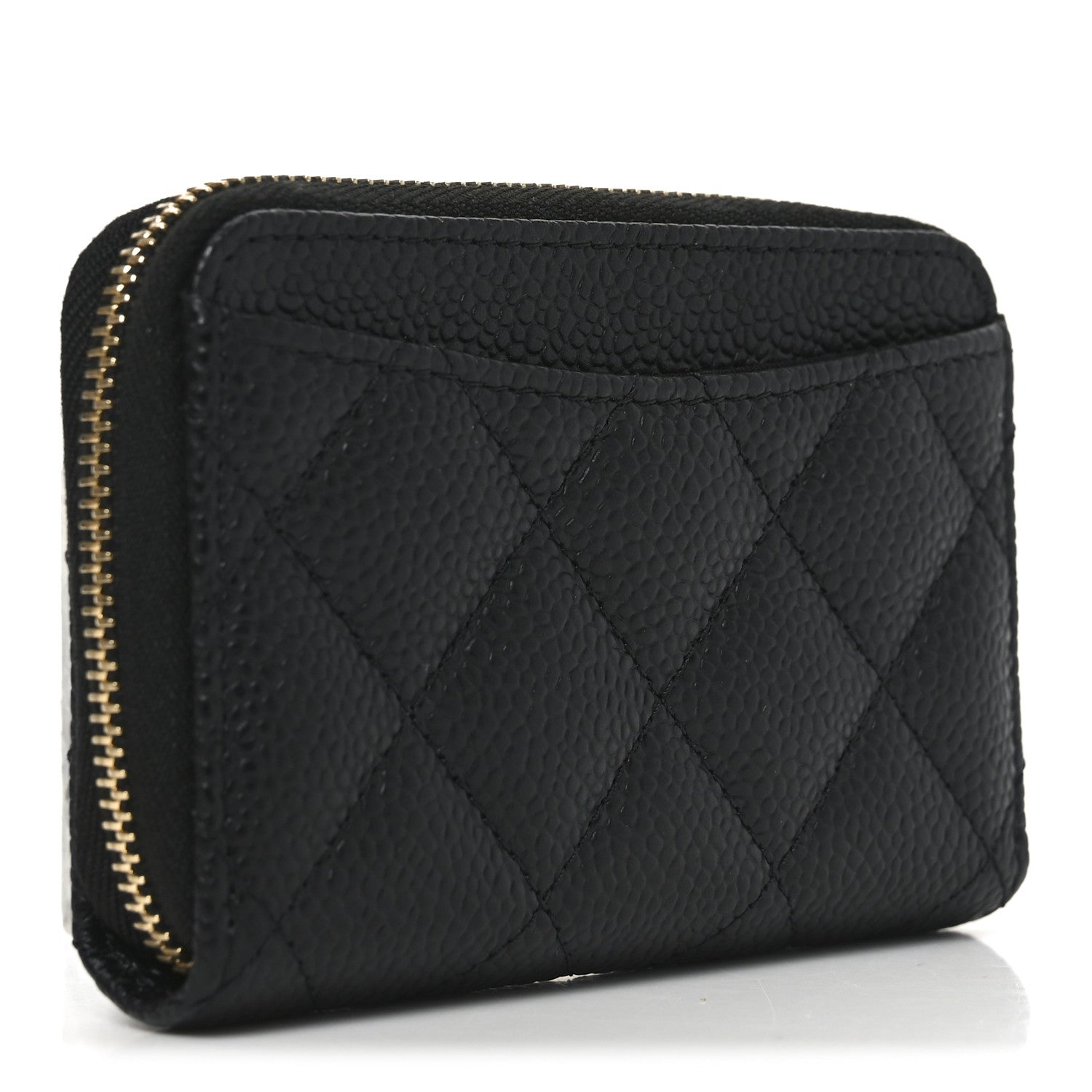 Caviar Quilted Zip Coin Purse Black