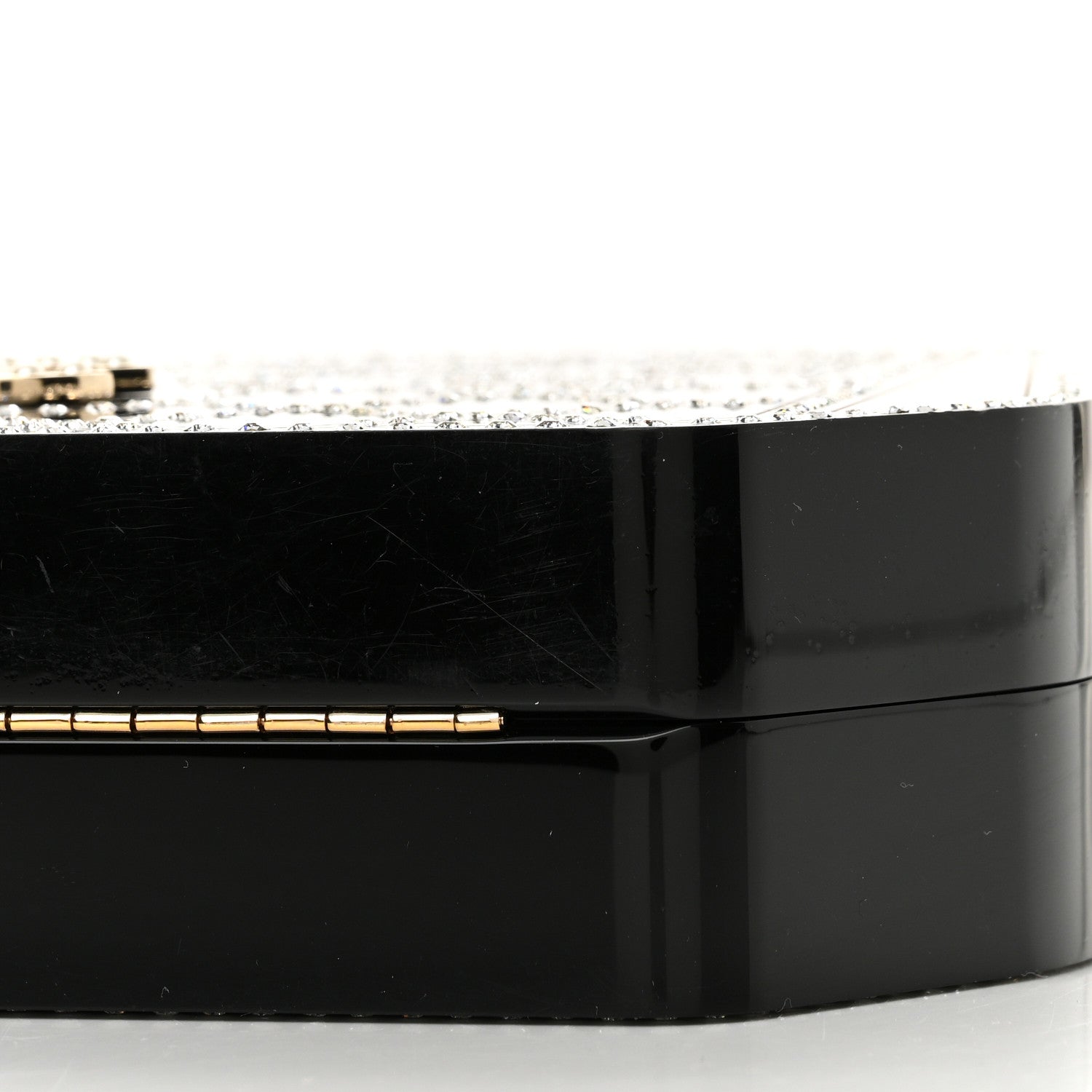 Chanel Plexiglass Crystal Quilted Minaudiere Clutch Black White