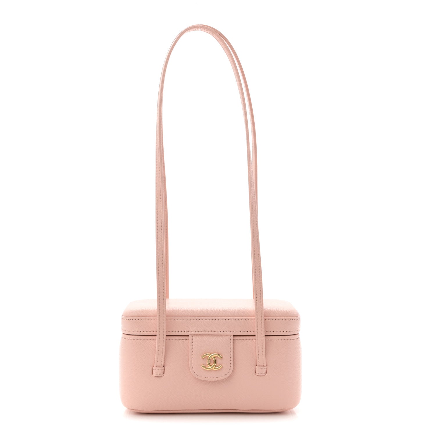 Chanel Shiny Caviar Preppy Coco Long Vanity With Strap Light Pink