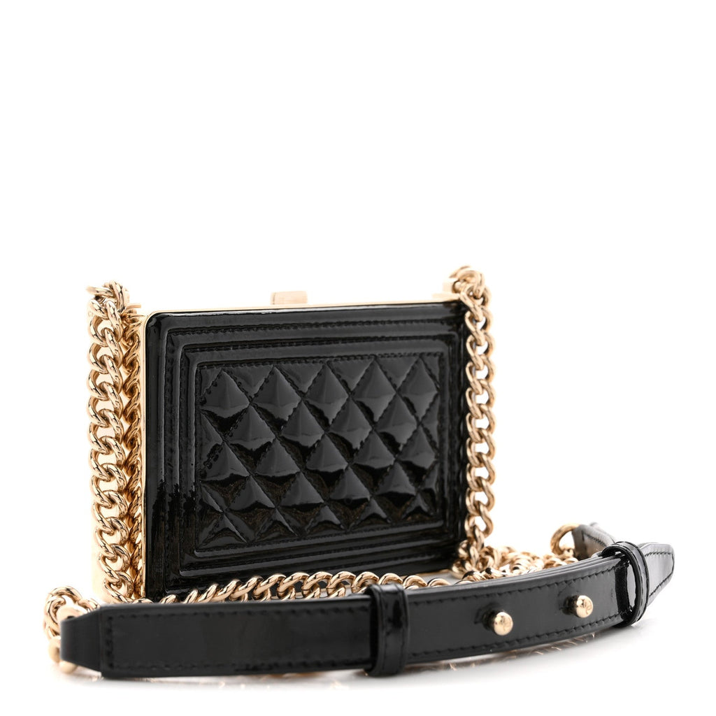 Chanel Patent Calfskin Boy Minaudiere Black