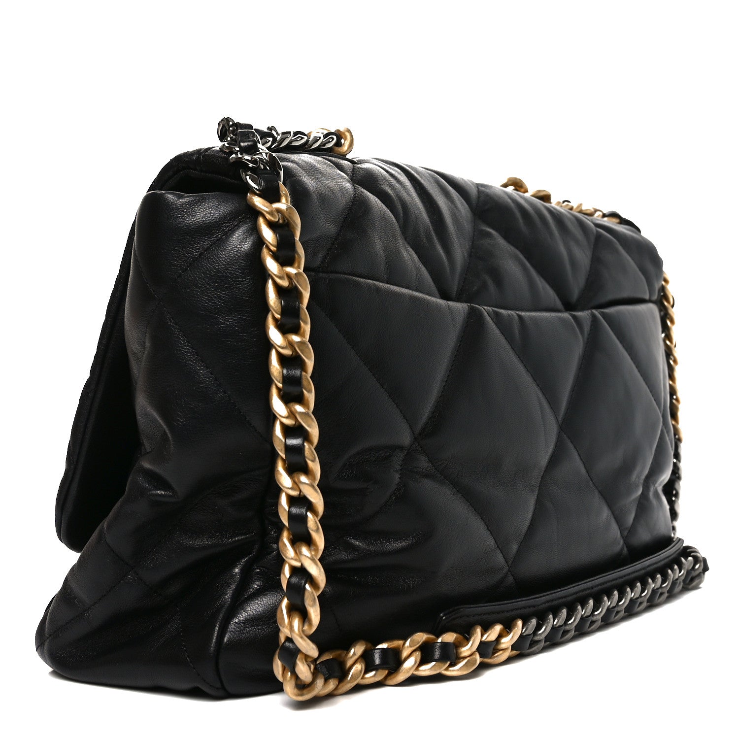 Chanel Goatskin Quilted Maxi Chanel 19 Flap Black