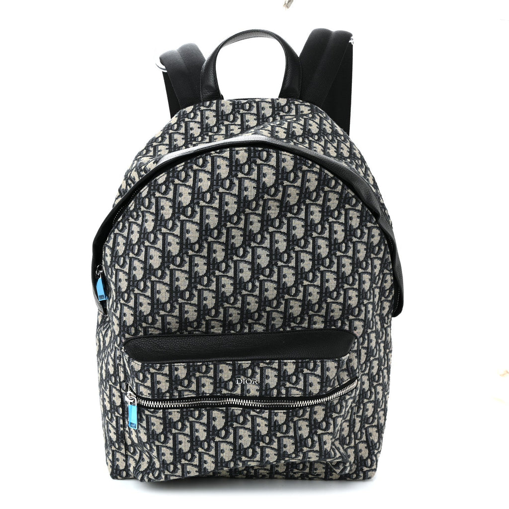 Christian Dior Oblique Calfskin Rider Backpack Beige Black