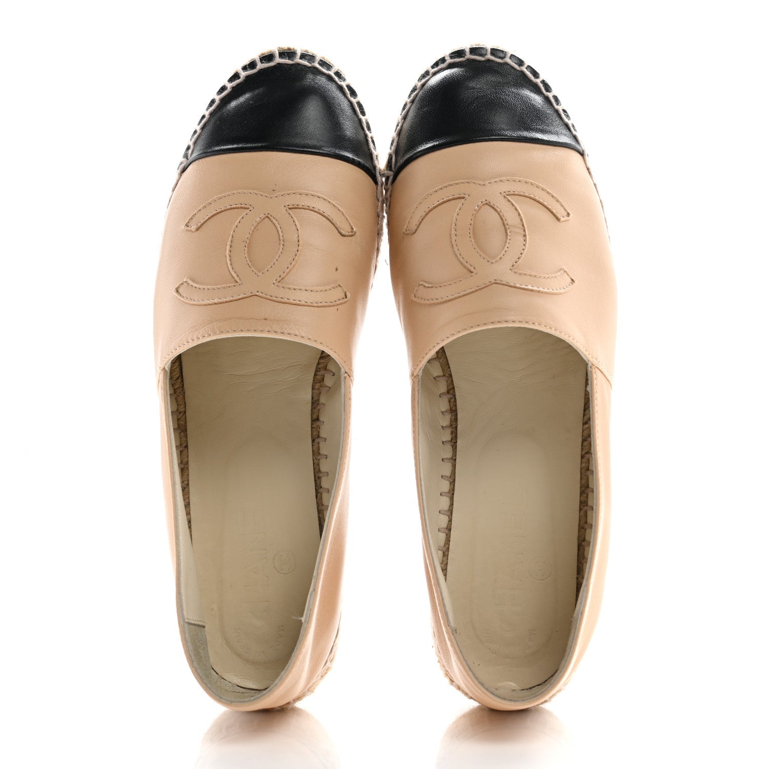 Lambskin CC Espadrilles 39 Beige Black