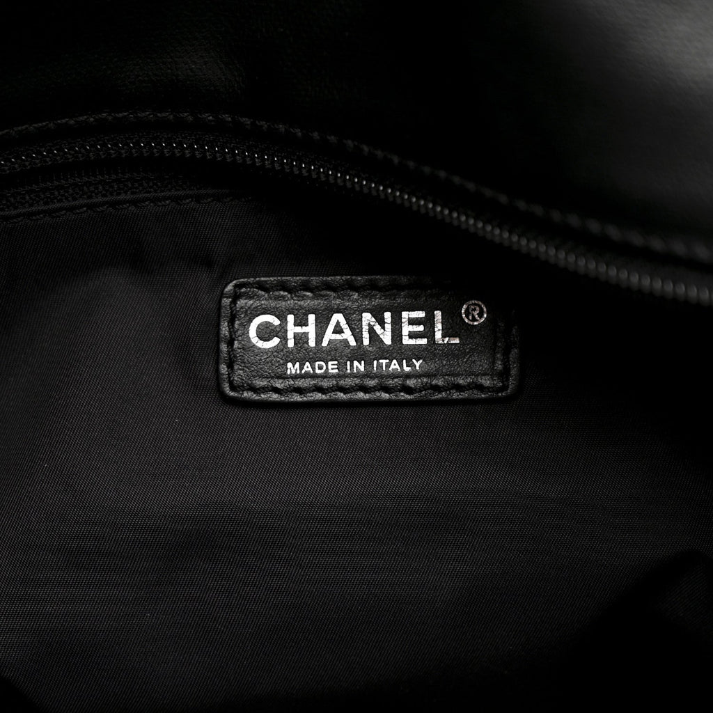 Chanel Coated Canvas Quilted Large Paris Biarritz Tote Black