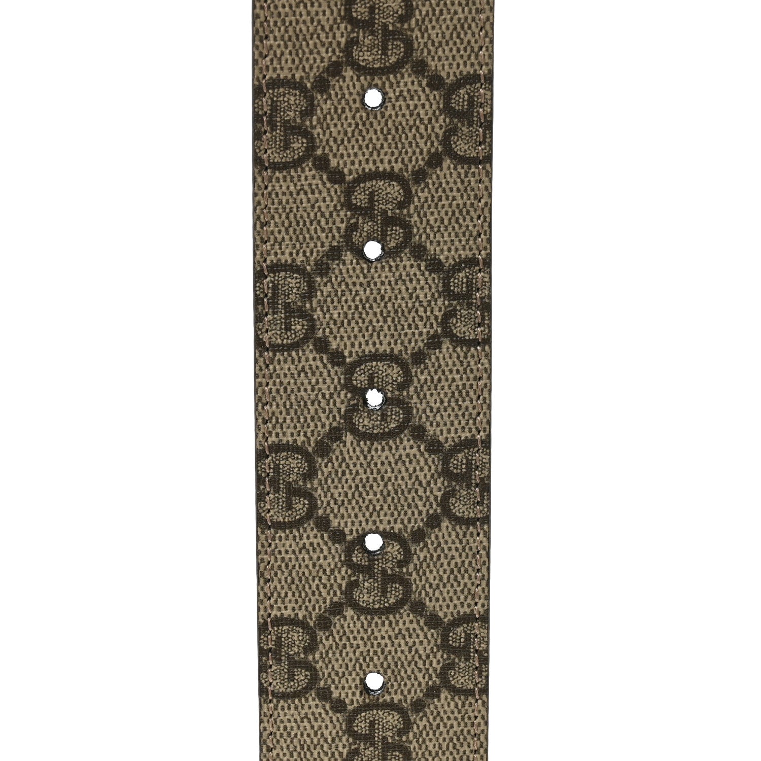 Gucci GG Supreme Monogram Plutone Calfskin Enamel Double G 40mm Belt 85 34 Beige Ebony Camelia