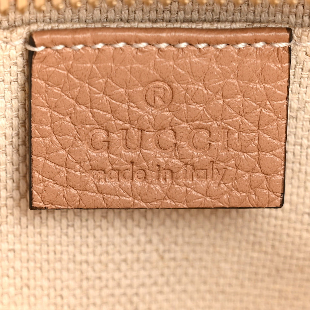 Gucci Pebbled Calfskin Small Soho Disco Bag Camelia