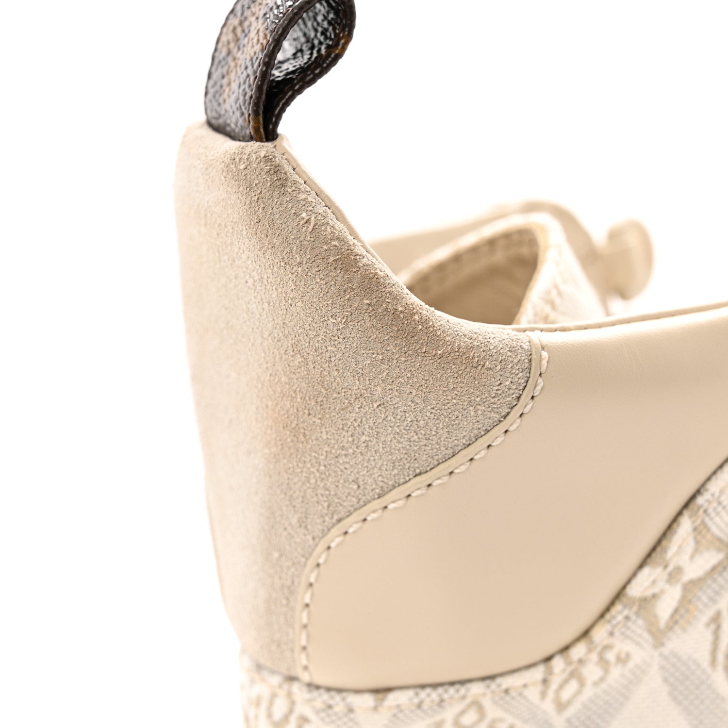 Louis Vuitton Suede Calfskin Jacquard Since 1854 Laureate Platform Desert Boots 37.5 Beige
